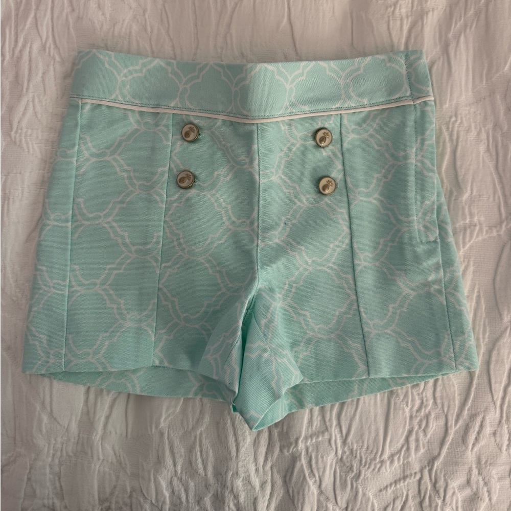 Janie and Jack Aqua Patterned Button-Front Girls' Shorts- 2T